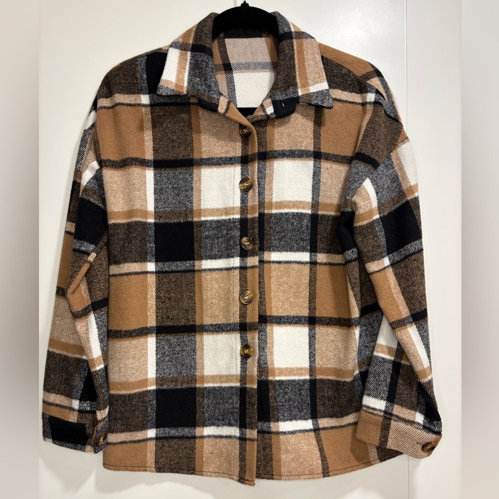 plaid brown and black flannel